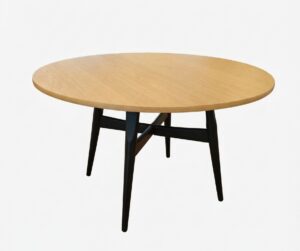 Hans J. Wegner Spisebord, sortmalet bøg med eg finér - Ø120 cm.