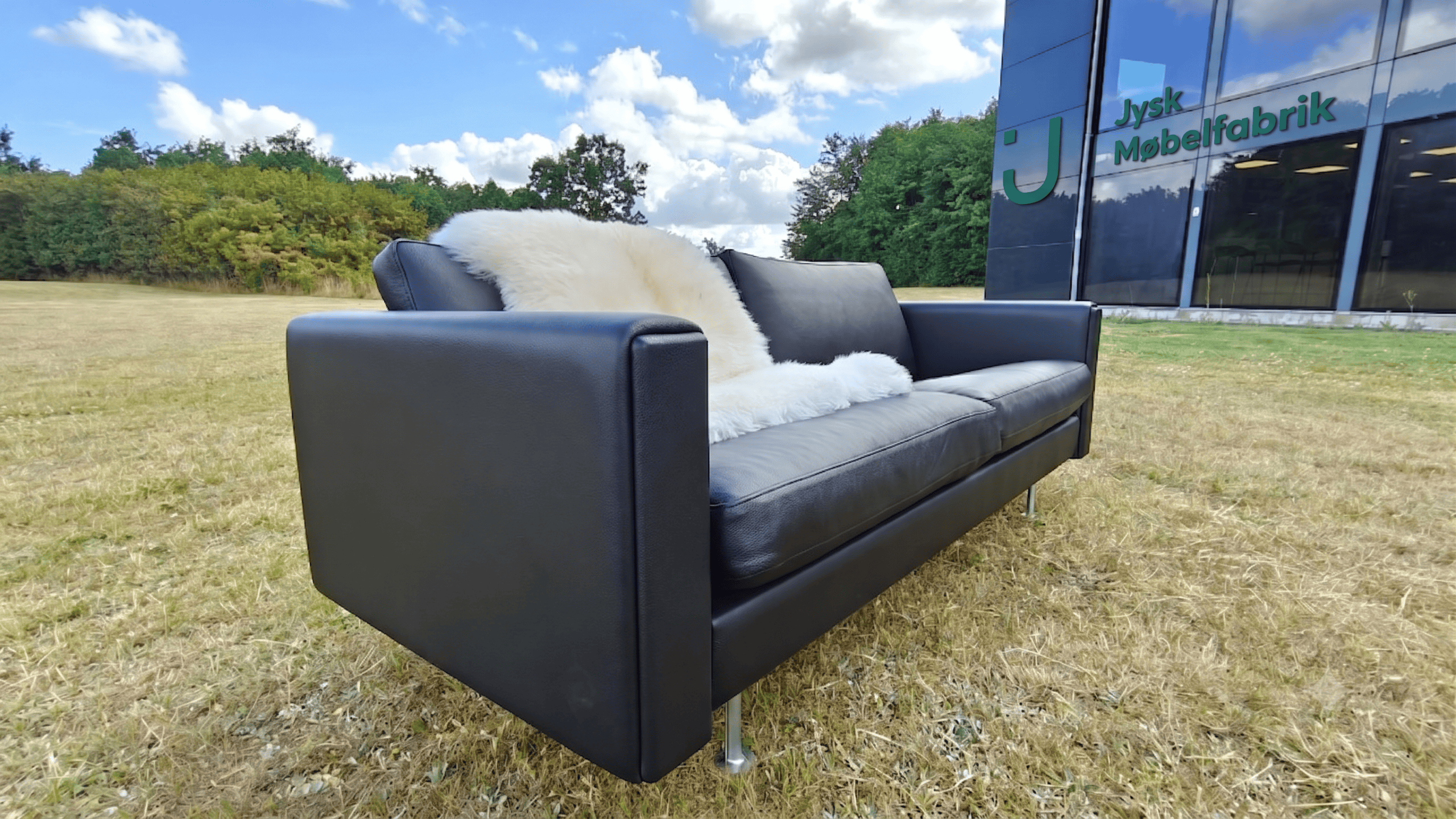 H.J. Wegner Century 2000 Sofa, sort læder - Billede 2