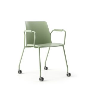 Polytone Stol, med hjul og armlæn - 58 x 59 x 78,5 cm, siddehøjde 44 cm