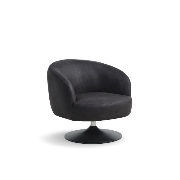 Conrad Loungestol, micro læder Bull Onyx black Trumpet black metal