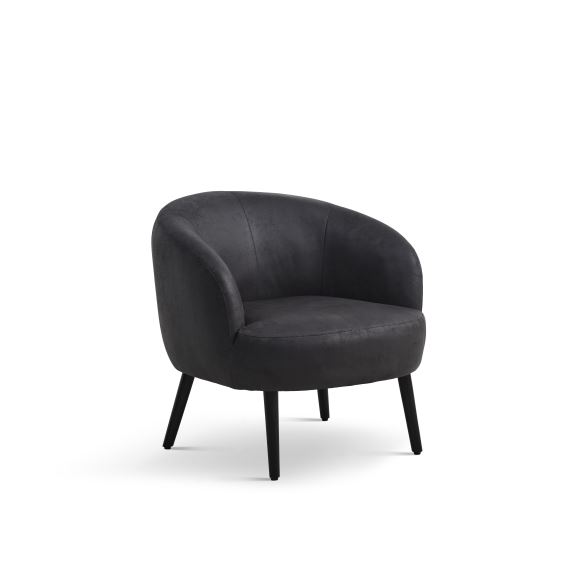 Conrad Loungestol, micro læder Bull Onyx black Black wood