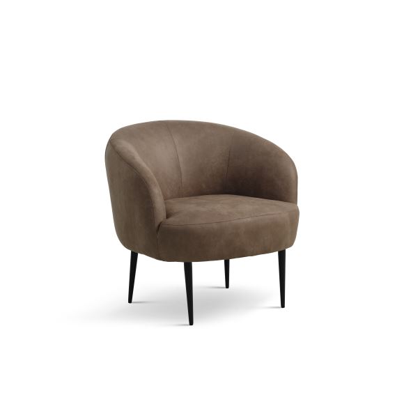 Conrad Loungestol, micro læder Bull Almond Black metal
