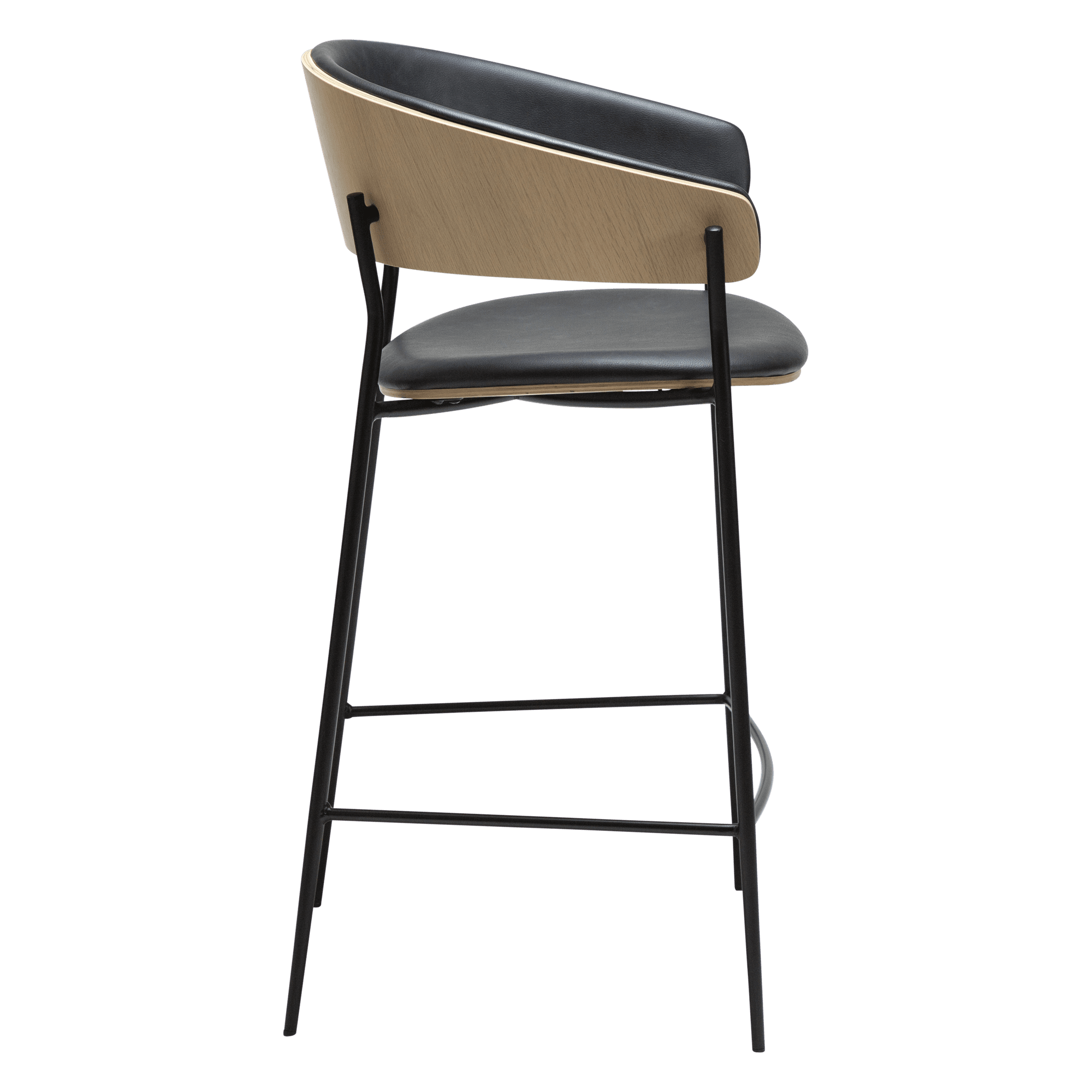 CRIB Counter Barstol, sort kunstlæder og egefinér - Billede 4