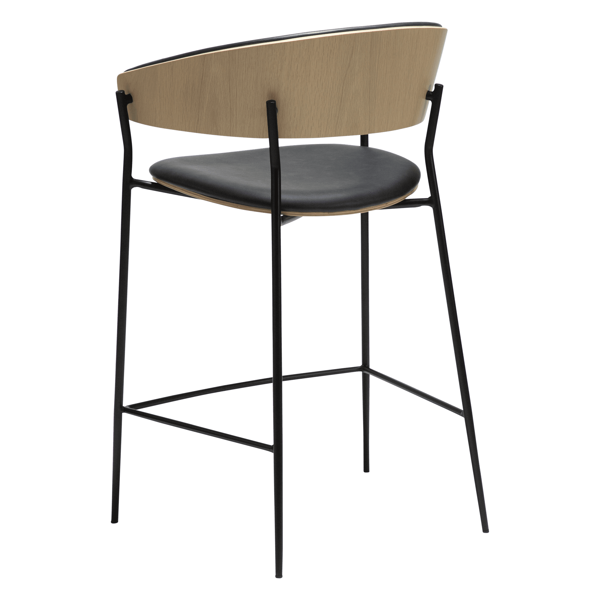 CRIB Counter Barstol, sort kunstlæder og egefinér - Billede 2