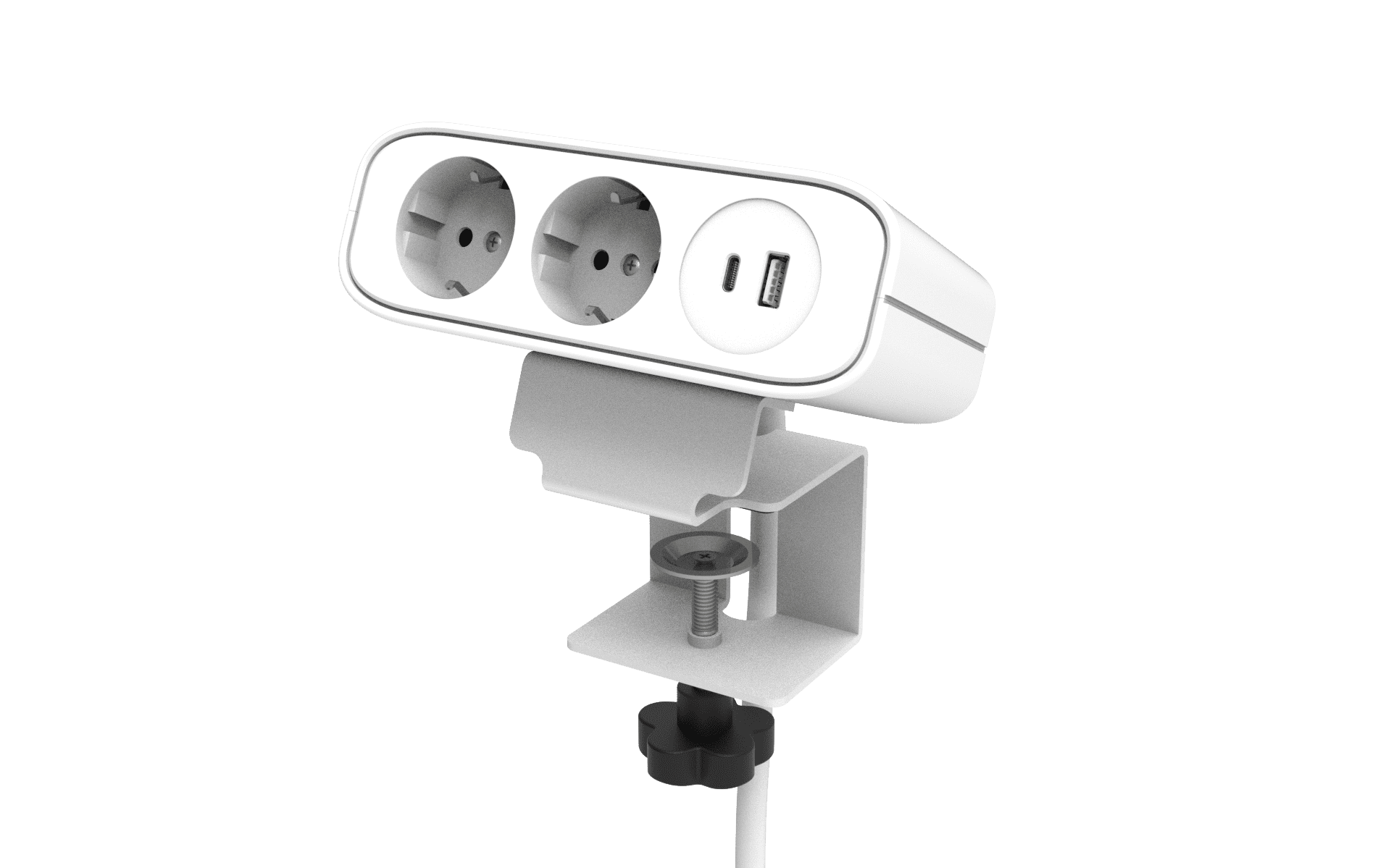 Stikdåse med klemmebeslag, 2 Schuko + USB - 1,72 m - Billede 4