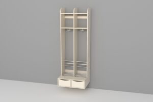 Troldegarderobe - 2 sektioner med bænk og skuffer