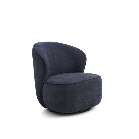 Theo Lounge stol, drejesokkel og fast polstring Blue Aurora