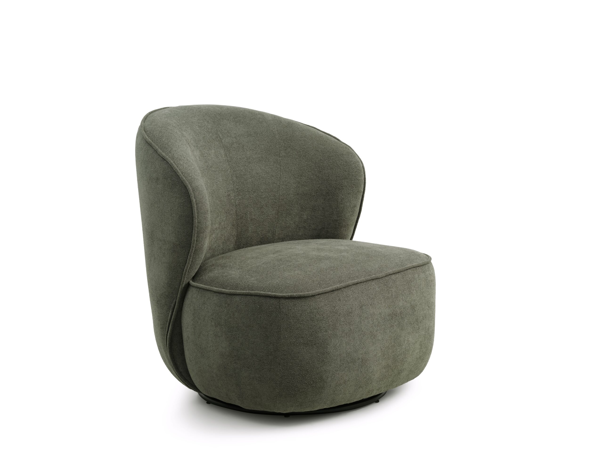 Theo Lounge stol, drejesokkel og fast polstring Moss Green Aurora