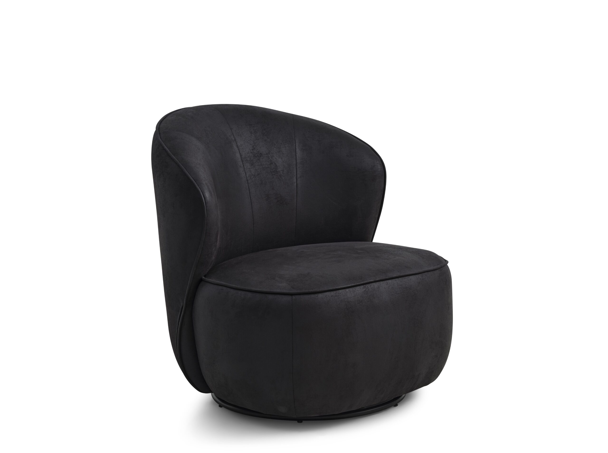 Theo Lounge stol, drejesokkel og fast polstring Onyx black